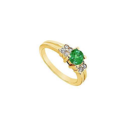 Emerald and Diamond Ring : 14K Yellow Gold - 0.75 CT TGW-JewelryKorner-com