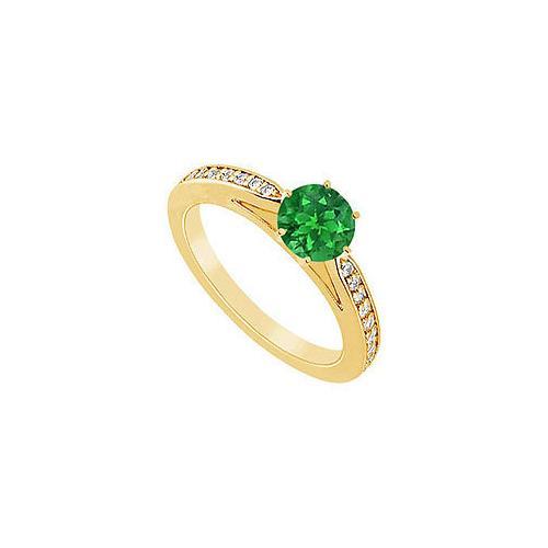 Emerald and Diamond Ring : 14K Yellow Gold - 1.25 CT TGW-JewelryKorner-com