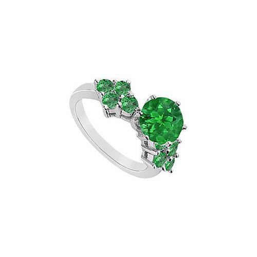 Emerald Ring : 14K White Gold - 1.00 CT TGW-JewelryKorner-com