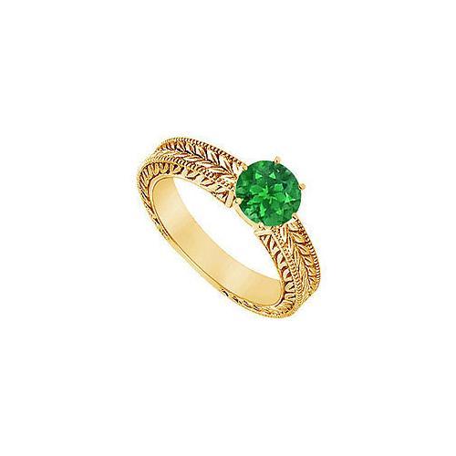 Emerald Ring : 14K Yellow Gold - 0.50 CT TGW-JewelryKorner-com