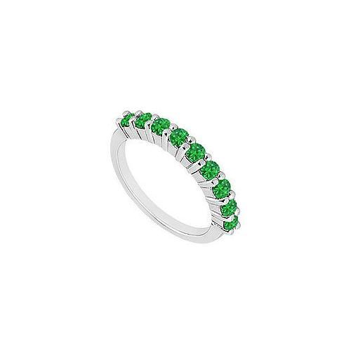 Emerald Wedding Band : 14K White Gold - 1.00 CT TGW-JewelryKorner-com