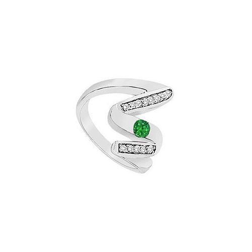 Emerald Zig-Zag Ring : 14K White Gold - 0.50 CT TGW-JewelryKorner-com