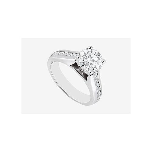 Engagement Ring 2 carat center Cubic Zirconia in 14K White Gold 2.60 Carat TGW-JewelryKorner-com