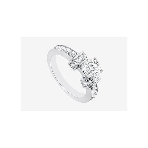 Engagement Ring Prong Set Cubic Zirconia in 14K White Gold 2.10 Carat TGW-JewelryKorner-com