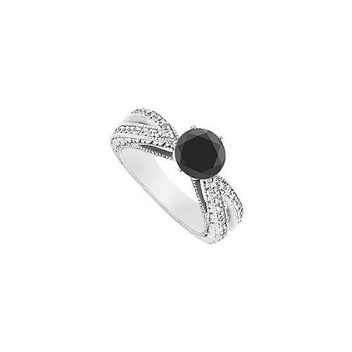 Fancy Black Diamond Ring : 14K White Gold - 1.50 CT Diamonds-JewelryKorner-com