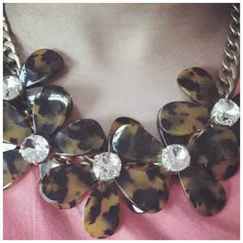 Flowers in Bloom - Our Tortoise Shell color Necklace - Get the matching Bracelet too-JewelryKorner-com