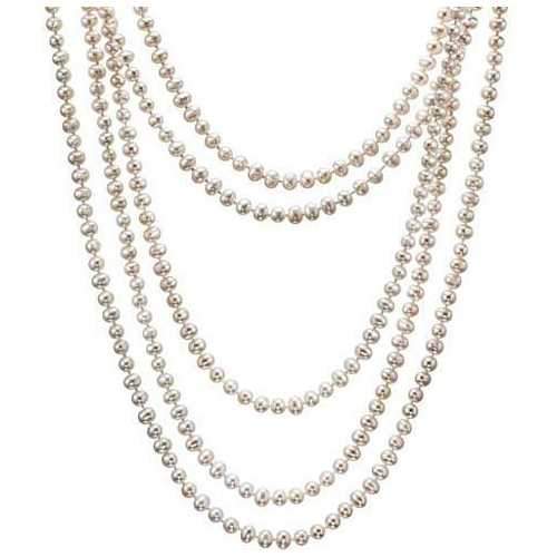 Fresh Water Pearl, 100 inch Long and Wrap around neck Necklace in 7/8 mm Round Pearls-JewelryKorner-com
