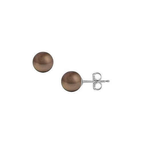 Freshwater Cultured Pearl Stud Earrings : 14K White Gold 10 MM-JewelryKorner-com