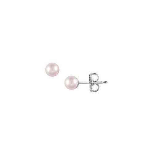 Freshwater Cultured Pearl Stud Earrings : 14K White Gold 4 MM-JewelryKorner-com