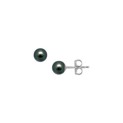 Freshwater Cultured Pearl Stud Earrings : 14K White Gold 6 MM-JewelryKorner-com