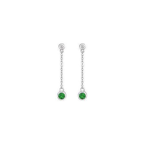 Frosted Emerald and Cubic Zirconia Earrings : .925 Sterling Silver - 0.60 CT TGW-JewelryKorner-com