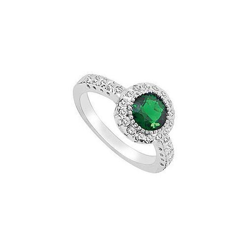 Frosted Emerald and Cubic Zirconia Ring : 10K White Gold - 2.50 CT TGW-JewelryKorner-com
