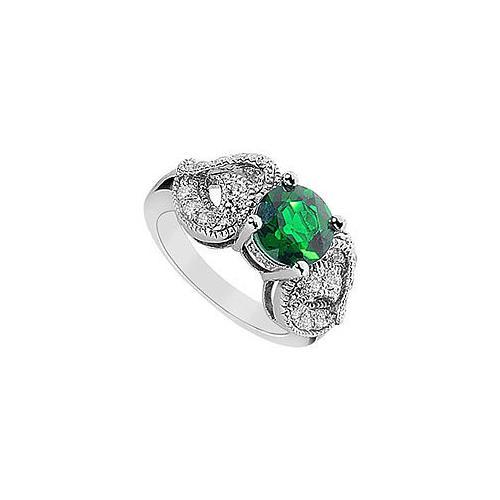 Frosted Emerald and Cubic Zirconia Ring : 10K White Gold - 2.55 CT TGW-JewelryKorner-com