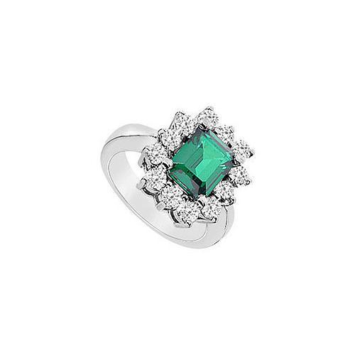 Frosted Emerald and Cubic Zirconia Ring : 10K White Gold - 4.50 CT TGW-JewelryKorner-com