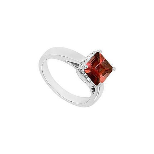 Garnet and Diamond Ring : 14K White Gold - 0.83 CT TGW-JewelryKorner-com