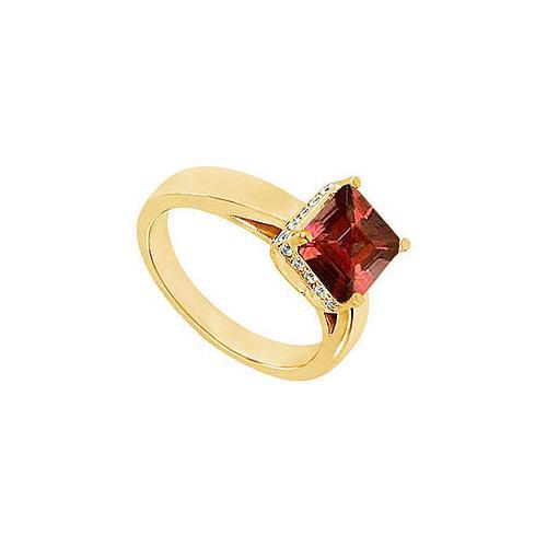 Garnet and Diamond Ring : 14K Yellow Gold - 0.83 CT TGW-JewelryKorner-com