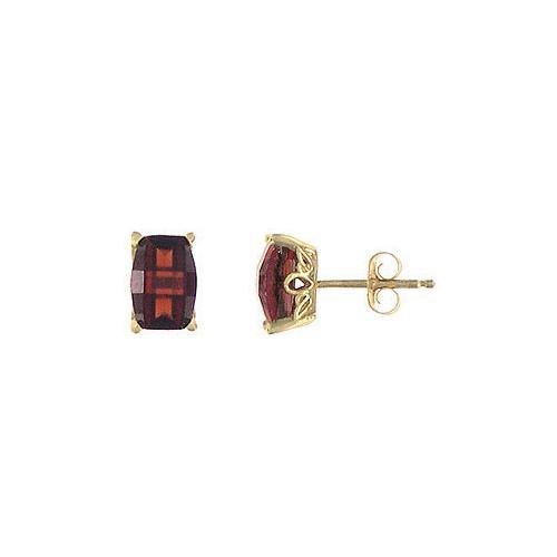 Garnet Earrings : 14K Yellow Gold - 1.25 CT TGW-JewelryKorner-com