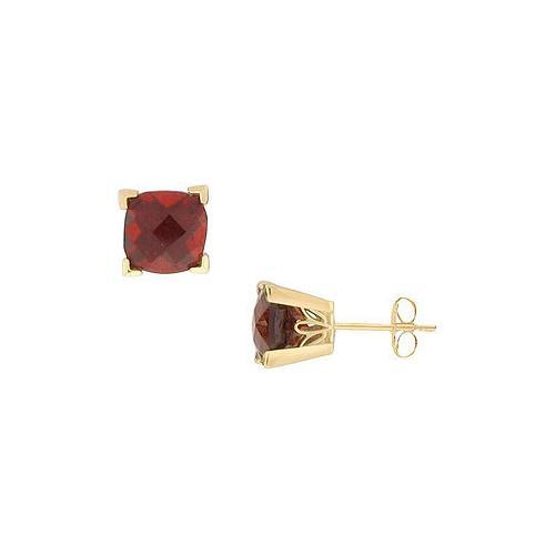 Garnet Earrings : 14K Yellow Gold - 1.66 CT TGW-JewelryKorner-com