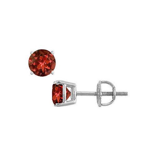 Garnet Stud Earrings : 14K White Gold - 2.00 CT TGW-JewelryKorner-com