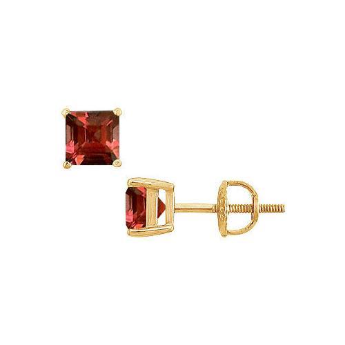 Garnet Stud Earrings : 14K Yellow Gold - 2.00 CT TGW-JewelryKorner-com