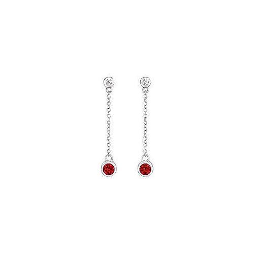 GF Bangkok Ruby and Cubic Zirconia Earrings : .925 Sterling Silver - 0.60 CT TGW-JewelryKorner-com