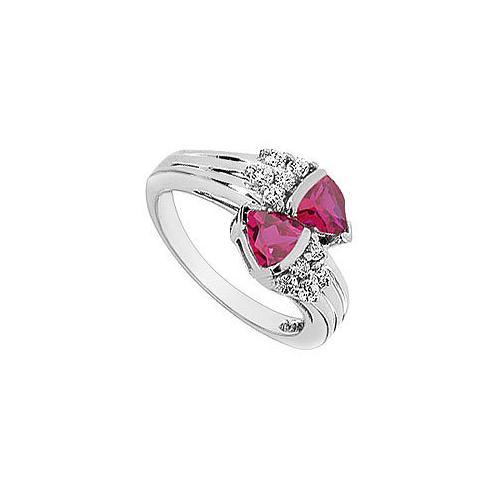 GF Bangkok Ruby and Cubic Zirconia Ring : 10K White Gold - 1.00 CT TGW-JewelryKorner-com