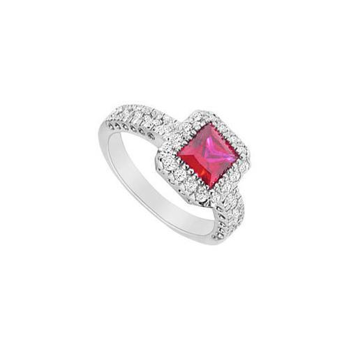 GF Bangkok Ruby and Cubic Zirconia Ring : 10K White Gold - 2.50 CT TGW-JewelryKorner-com