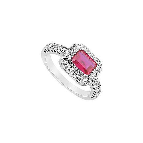 GF Bangkok Ruby and Cubic Zirconia Ring : 10K White Gold - 3.00 CT TGW-JewelryKorner-com