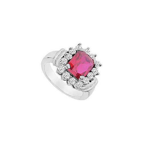 GF Bangkok Ruby and Cubic Zirconia Ring : 10K White Gold - 3.25 CT TGW-JewelryKorner-com