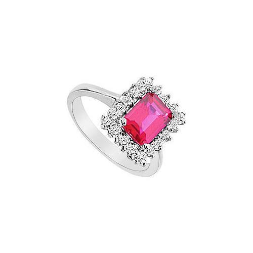 GF Bangkok Ruby and Cubic Zirconia Ring : 10K White Gold - 3.66 CT TGW-JewelryKorner-com