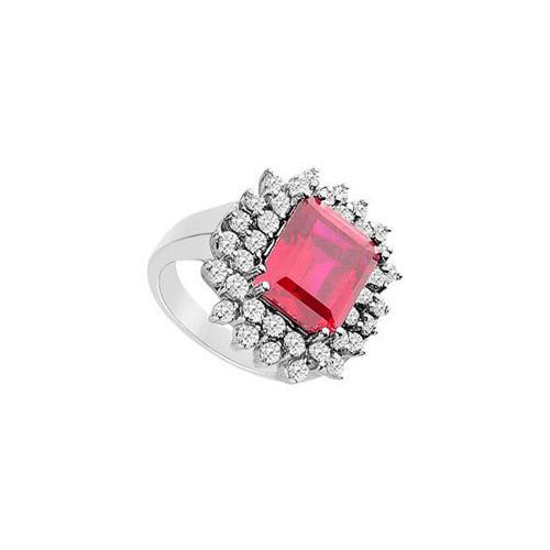 GF Bangkok Ruby and Cubic Zirconia Ring : 10K White Gold - 6.50 CT TGW-JewelryKorner-com