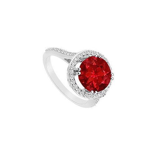 GF Bangkok Ruby and Diamond Ring : 14K White Gold - 1.25 CT TGW-JewelryKorner-com