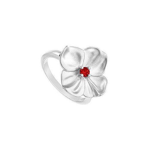 GF Bangkok Ruby Flower Ring : .925 Sterling Silver - 0.10 CT TGW-JewelryKorner-com