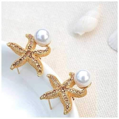 Gifts from the Sea - Starfish Pearl Earrings-JewelryKorner-com