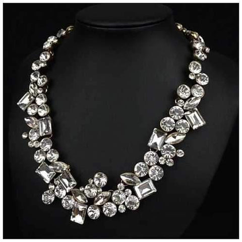 Hello Gorgeous! Diamond Crystal Statement Necklace-JewelryKorner-com