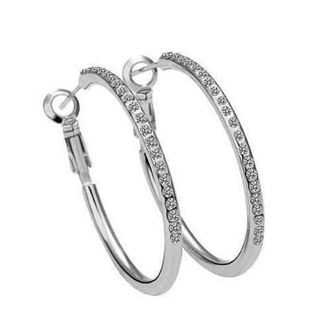 Hoop Earrings with Crystals in 18kt GF White, Yellow or Rose Gold-JewelryKorner-com