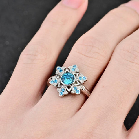 Genuine 925 Sterling Silver Gemstone Jewelry Ring Sapphire Jewelry Blue Ring For Women Adjustable Size GNJ0559-JewelryKorner