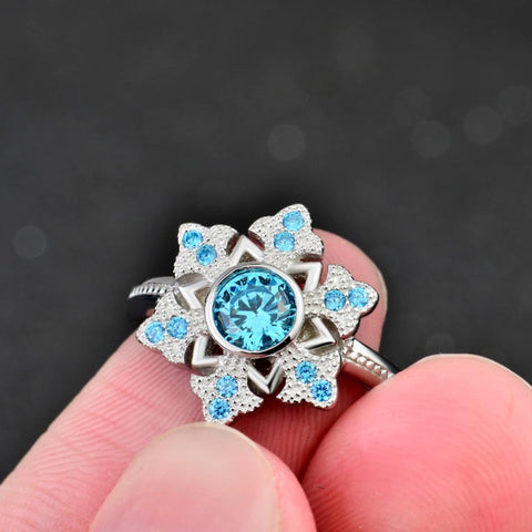 Genuine 925 Sterling Silver Gemstone Jewelry Ring Sapphire Jewelry Blue Ring For Women Adjustable Size GNJ0559-JewelryKorner