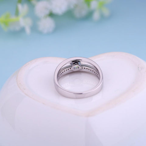 Heart By Heart Bridal White Gold Rings Trinity Style 925 Sterling Silver Jewelry Topaz Gemstone Luxury Solid Silver Rings-JewelryKorner