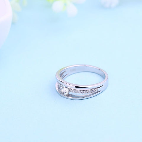 Heart By Heart Bridal White Gold Rings Trinity Style 925 Sterling Silver Jewelry Topaz Gemstone Luxury Solid Silver Rings-JewelryKorner