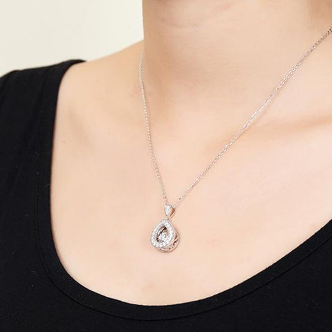 Heart By Heart Fashion Design Necklace Jewelry Water Drop Pendant with Silver Hand Spinner Chain Jewelry Wedding Pendant-JewelryKorner