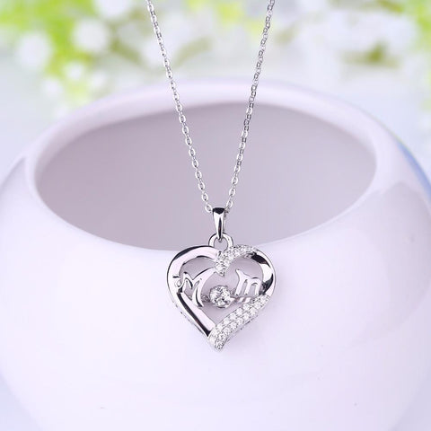 Heart By Heart Mother Day's Gift 925 Silver Pendant Necklace for Women Mom Natural Topaz Gemstone Classic Letter Fine Jewelry-JewelryKorner