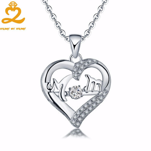 Heart By Heart Mother Day's Gift 925 Silver Pendant Necklace for Women Mom Natural Topaz Gemstone Classic Letter Fine Jewelry-JewelryKorner