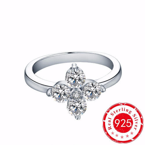 Heart By Heart Original 925 3.2g Silver Fine Ring Jewelry for Women Men 4mm Topaz Gemstone Flower Wholesale Ring Jewelry Gift-JewelryKorner