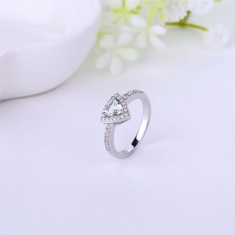 Heart By Heart White Gold Rings 925 Sterling Silver Triangle Wedding Jewelry for Women with Pure Topaz Engagement Silver Ring-JewelryKorner