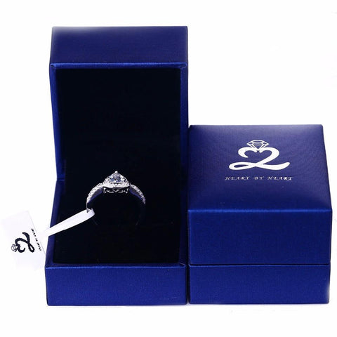 Heart By Heart White Gold Rings 925 Sterling Silver Triangle Wedding Jewelry for Women with Pure Topaz Engagement Silver Ring-JewelryKorner