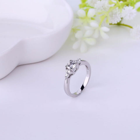 Heart By Heart White Gold Wedding Vintage Rings Engagement Jewelry For Women with Round Topaz Femme Gifts Fashion Style Ring-JewelryKorner