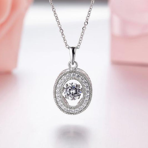 High Quality 100% 925 Silver Pendants Necklace with Dancing Natural Topaz for Women Engagement Anniversary-JewelryKorner