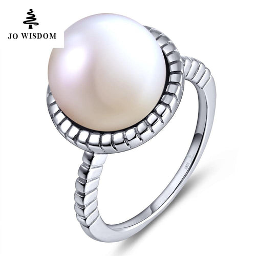 JO WISDOM 100% 925 Silver Ring for Women Wedding Ring with Freshwater Pearl for Christmas Gift-JewelryKorner