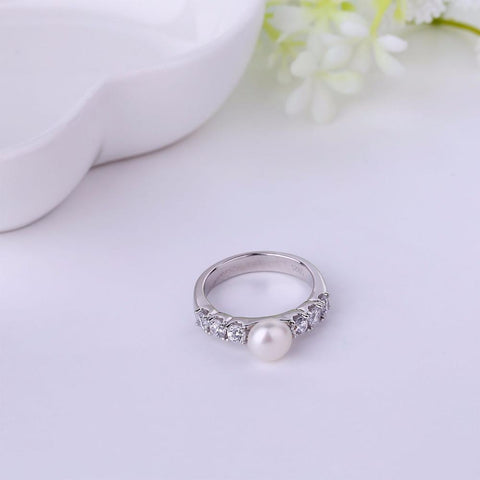 JO WISDOM 100% 925 Silver Ring for Women Wedding Ring with Freshwater Pearl for Wedding Decorations-JewelryKorner